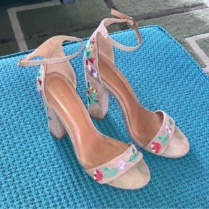 Shoe Republic LA Tan Floral Heels-8